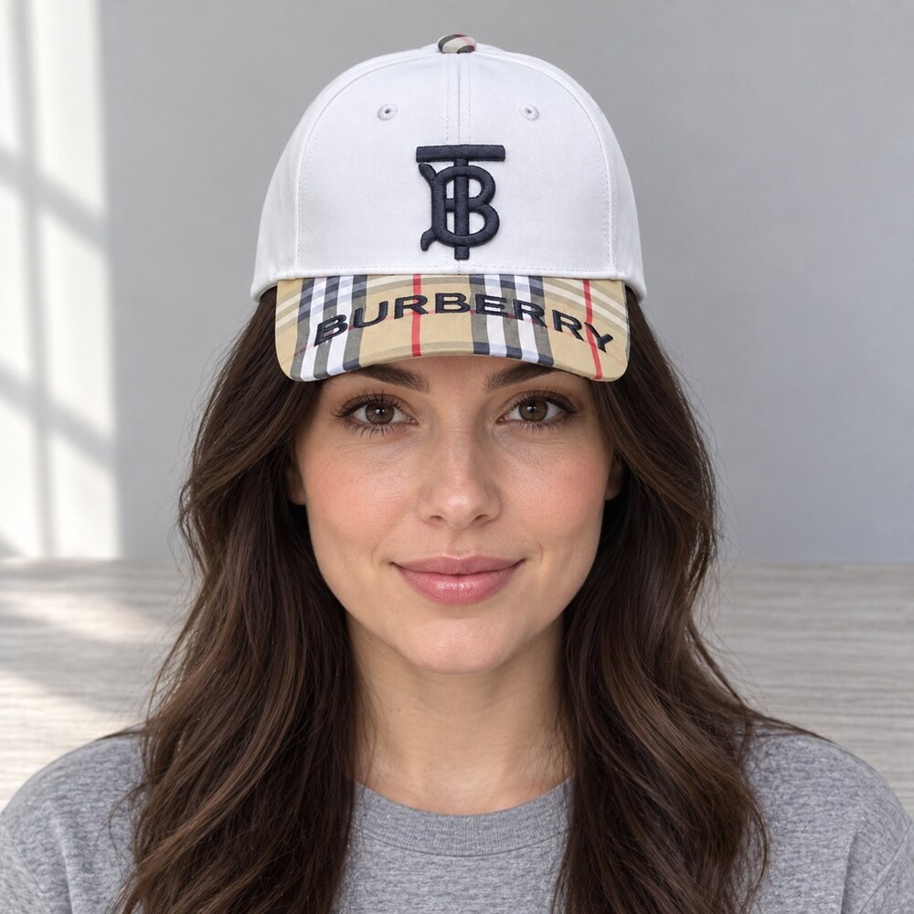 Burberry TB Monogram Check Cap - Picture 2 of 6